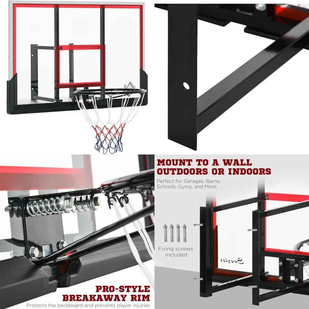 

All-Weather Wall-Mounted Basketball Goal with 43" x 30" Shatter-Proof Backboard and Durable Bracket Combo Kit