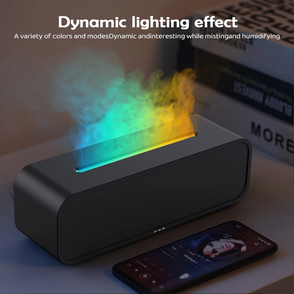 Le diffuseur d'aromathérapie de flamme d'humidificateur peut ajouter des huiles essentielles 7 couleurs diffuseur de flamme Protection de synchronisation humidificateur de bureau USB