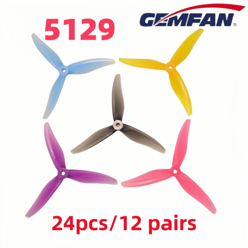 24pcs/12 pairs Gemfan 5129 5inch 3 Blade/Tri-Blade Propeller Props FPV Brushless motor FPV Props For RC FPV Racing Drone