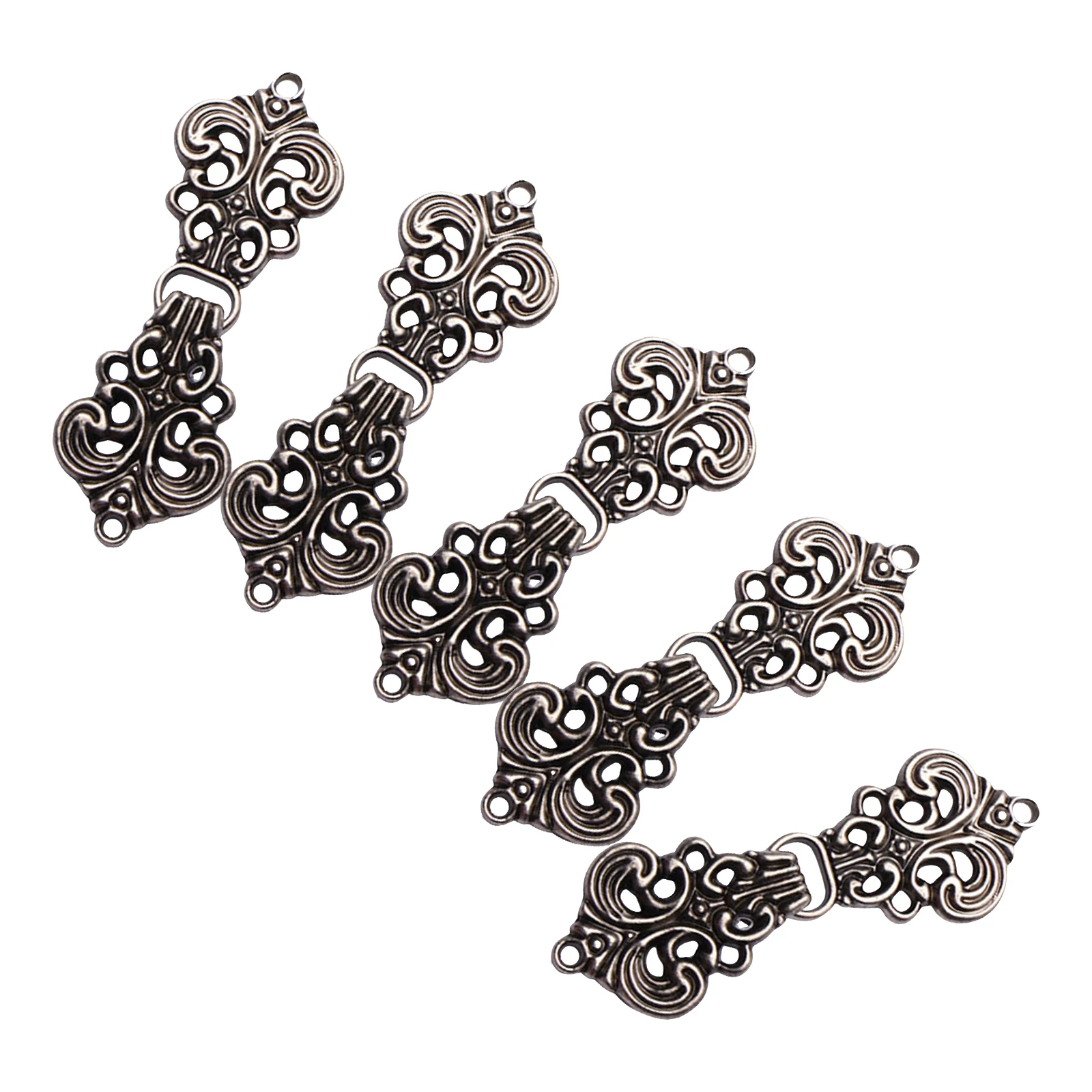 

Retro Chinese Han Suit Buckles 5 Pairs Vintage Alloy Clothing Fasteners For Cheongsam Dress Cardigan Sewing Crafts
