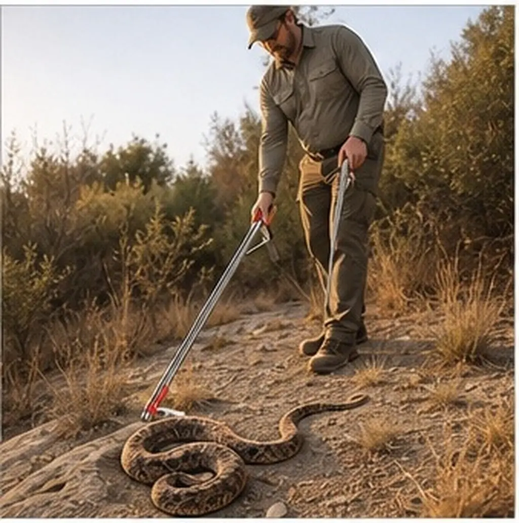 47 Inch Stainless Steel Snake Tongs Collapsible Grabber Long Arm Reacher Non Slip Handle Firewood Trash Pickup Tool