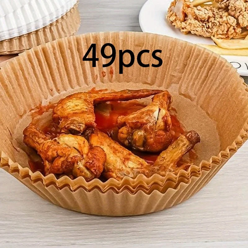 Pergamentpapier für Heißluftfritteusen – antihaftbeschichtete Einlagen in Lebensmittelqualität, vorgeschnittene runde Blätter für einfaches Reinigen, Ölabsorption, Wärmeaufbereitung