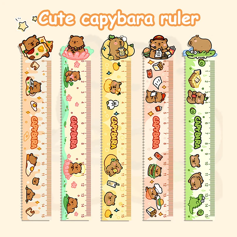 

1Pc Creative 15cm Capybara Ruler School Office Supplies Wavy Lines Drawing Tools Acrylic Cute Cartoon Straight Ruler Stationery