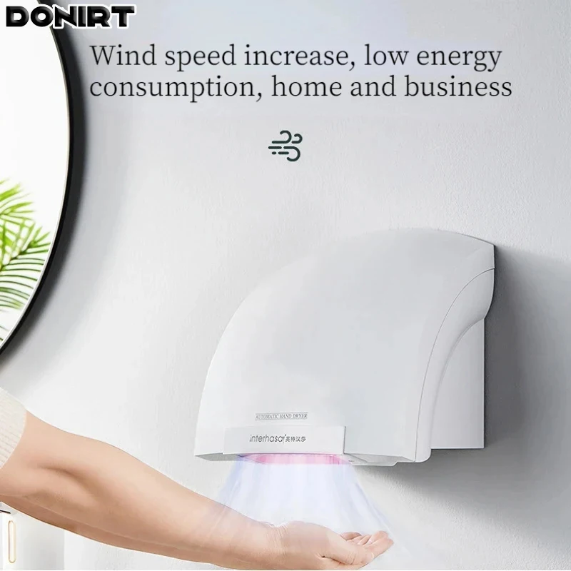 

Interhasa! Automatic Hand Dryer Smart Induction High Speed Sensor Low Power Blow Wall Hand Drying Machine Commercial Home Toilet