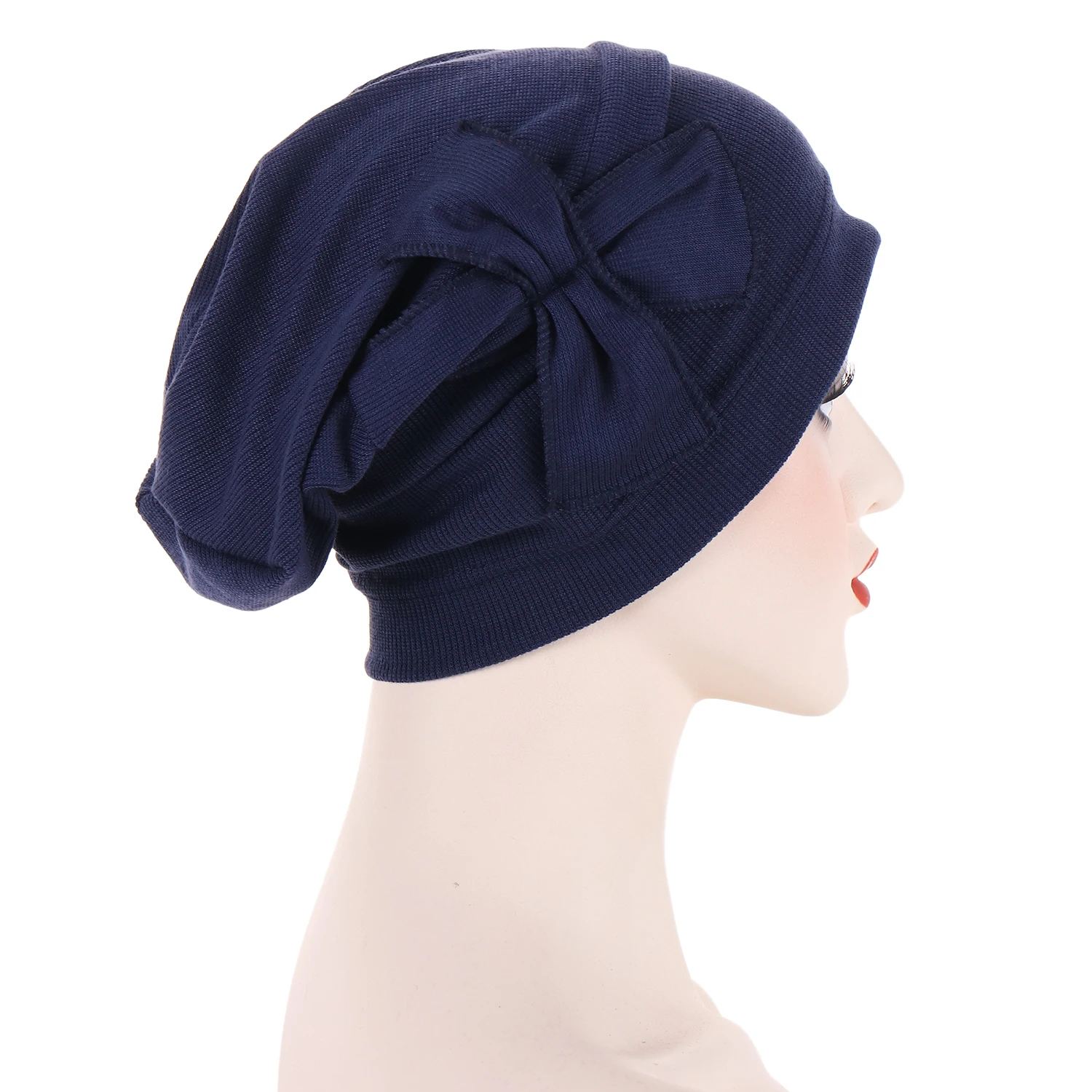 Thread Side Bow Women Hijab Muslim Chemo Hair Loss Cap Hijab Turban Headwear Wrap Scarf Arab Bonnet Cover Cancer Hat