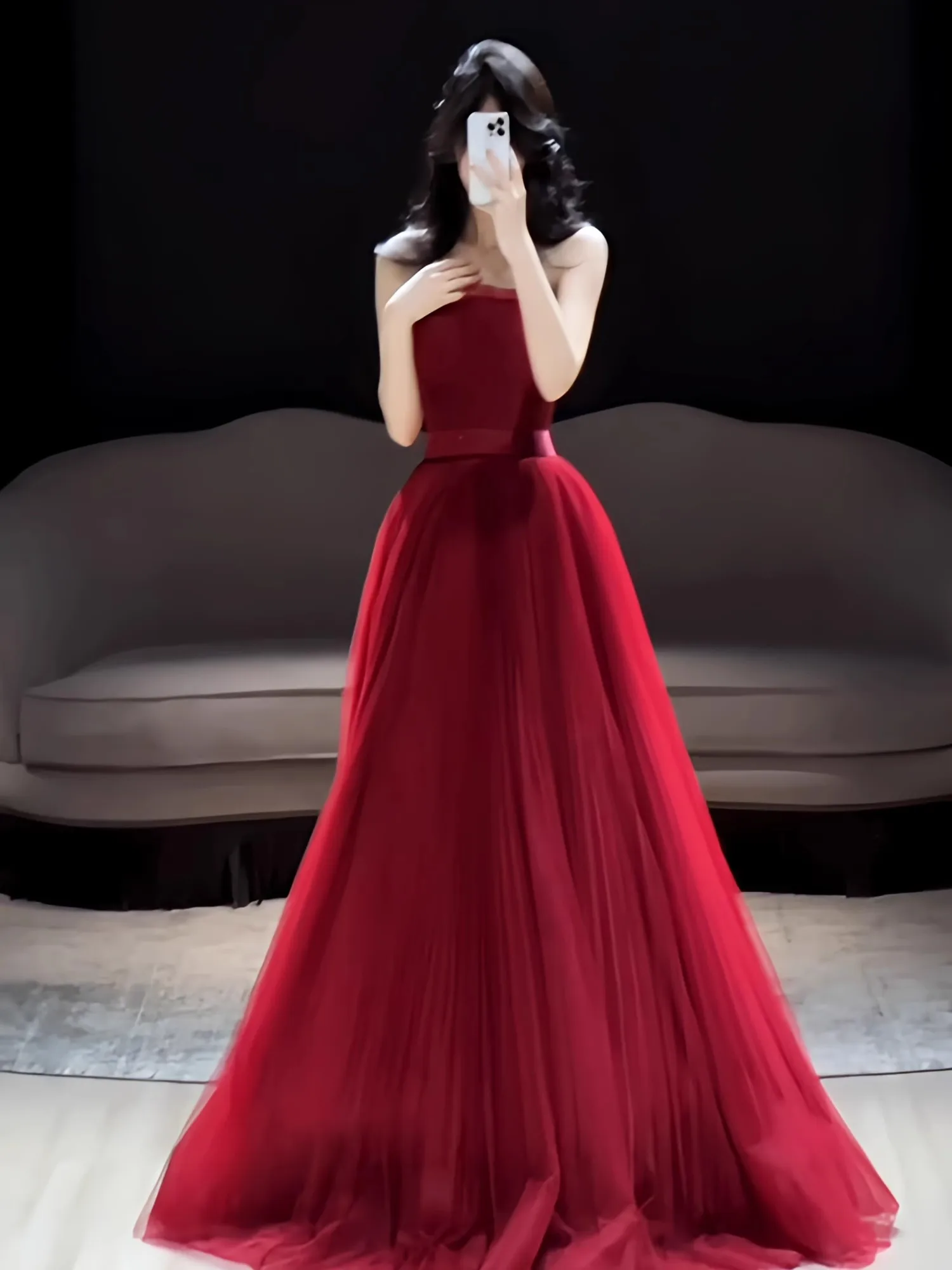 

Wine Red Bridesmaid Long Evening Gown 2025 Simple Sweet Slimming Homecoming Thank You Dinner Toasting Costume Women's Sle