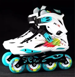 Promocja oryginalne łyżwy Freestyle M1 Slalomowe białe rozmiar 40 na stopę długość 24-25 cm 243 mm rama z kołami 76-80-76 mm