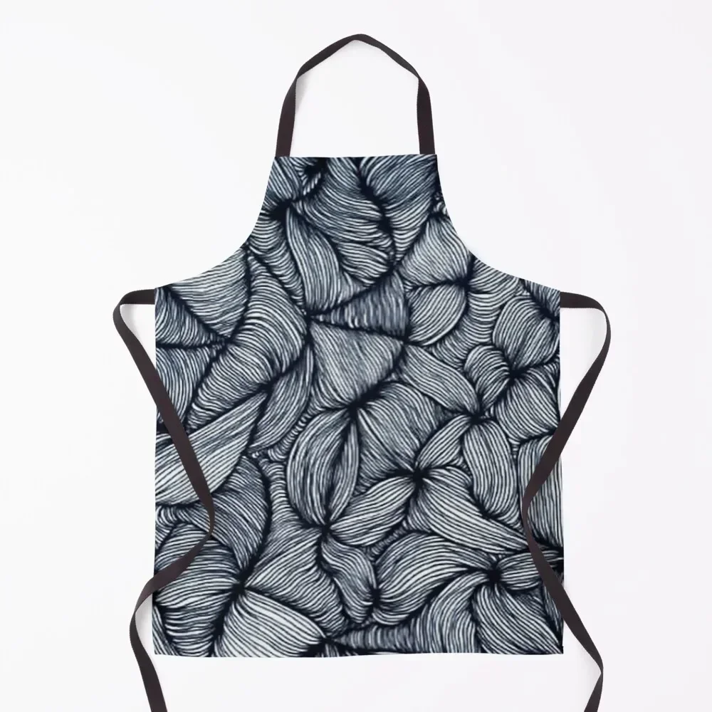 

Black and White Abstract Wave Pattern Apron Household Items Home Utensils Home Supplies Apron