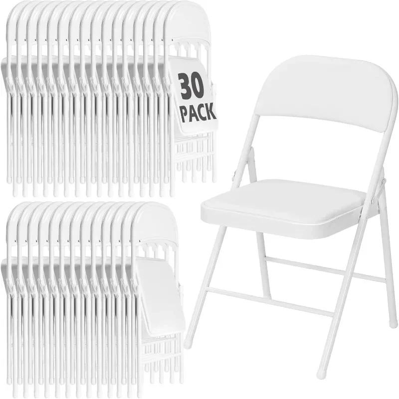 Folding Chairs with Padded Cushion for Outside, Portable Stackable Commercial Metal Foldable Chairs with Steel