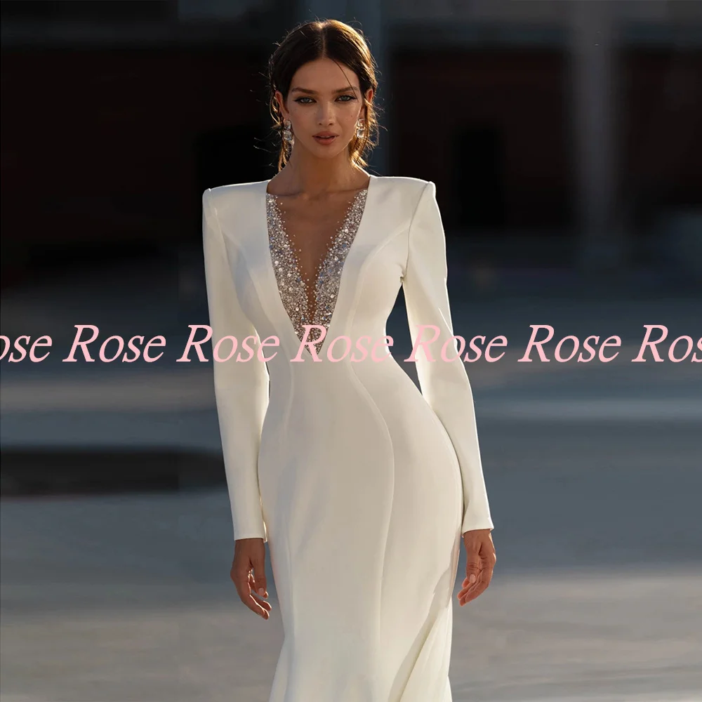 Furtanseo 2023 New Bridal Gowns Robes De Mariée Long Sleeves Modern Wedding  Zipper Back  Mermaid  Dresses