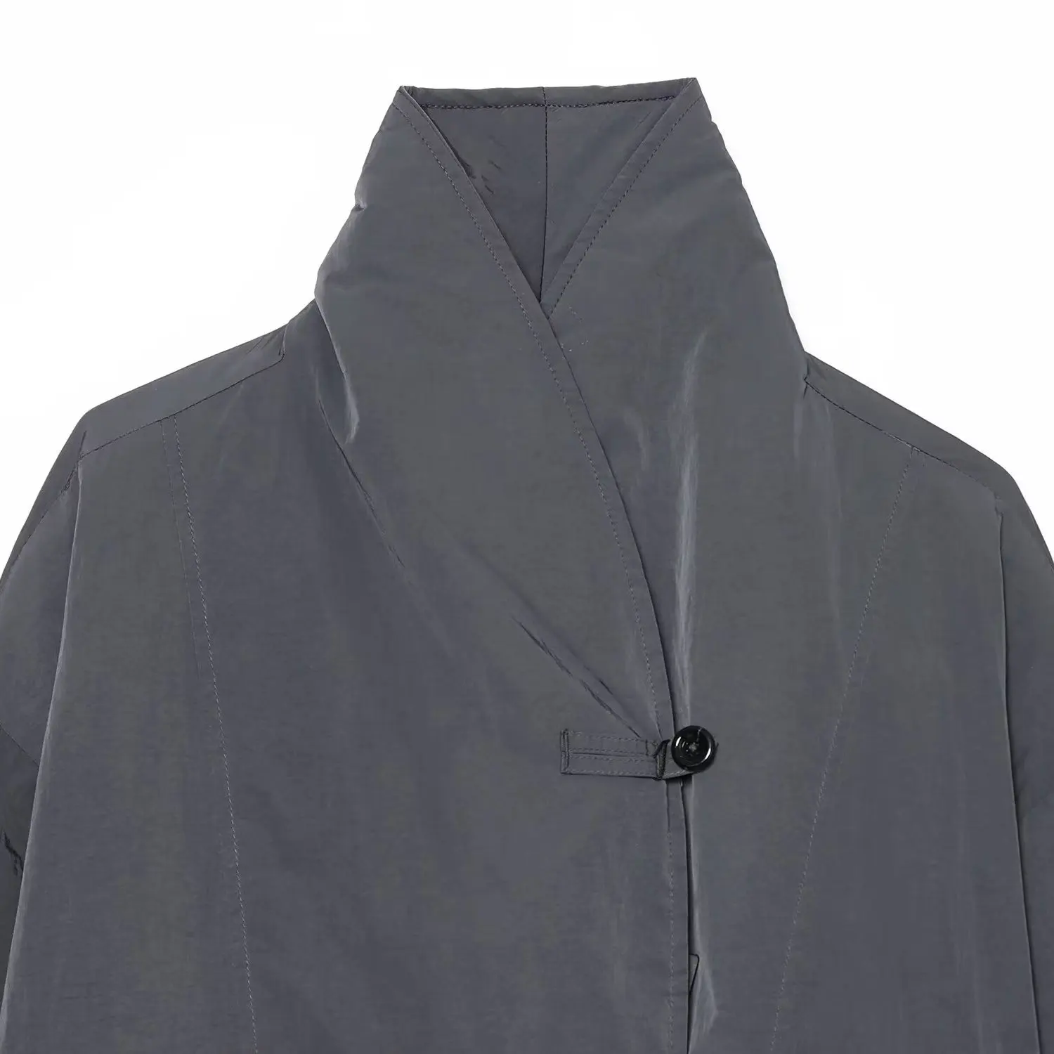 Early Autumn New Women's High Collar Pilot Jacket Coat Button Polyester Fiber Loose Fit Long Sleeve Regular Length with Inner