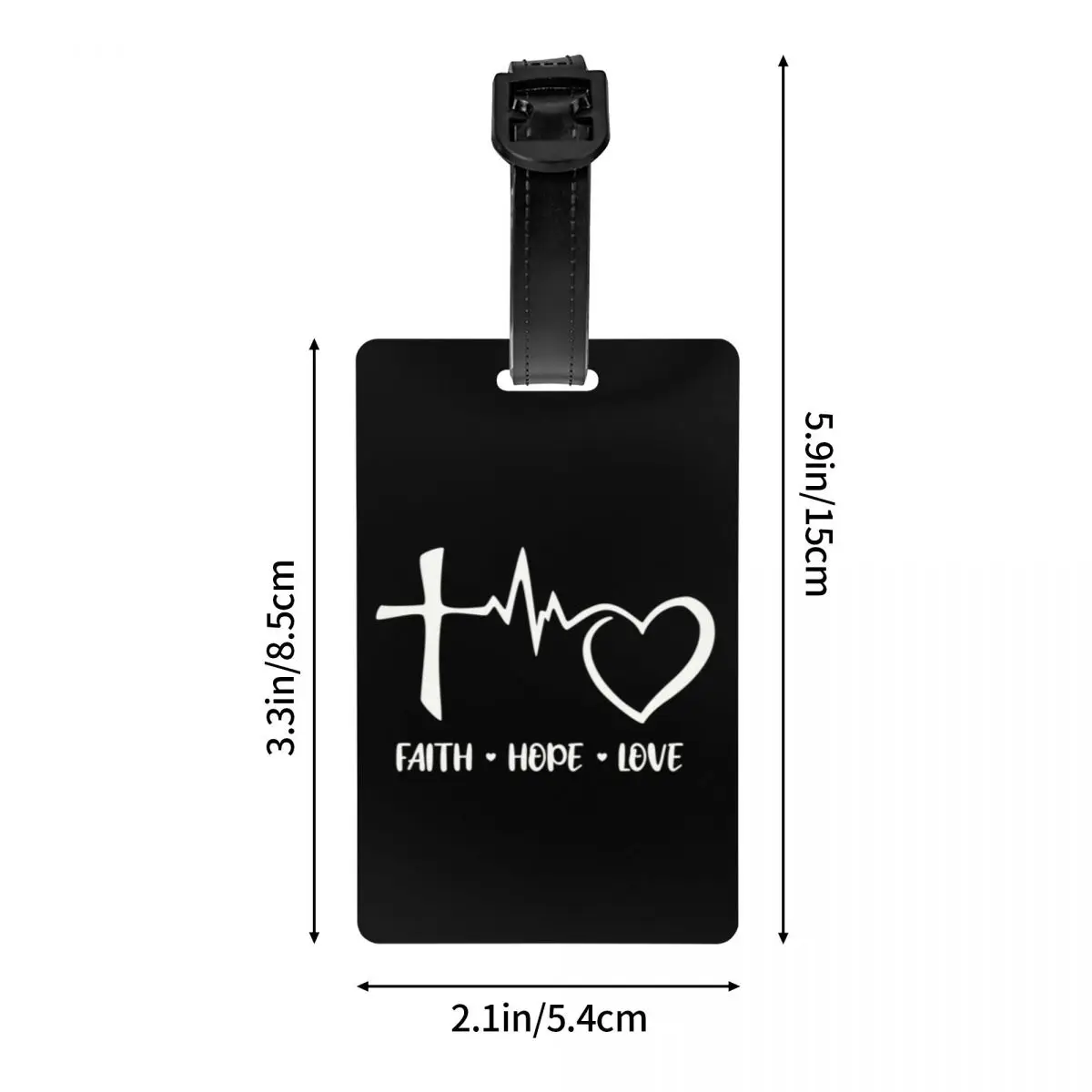 Faith Hope Love Heartbeat Luggage Tag Custom Cross Crucifix Jesus Christ Church God Lord Baggage Tags Privacy Cover ID Label