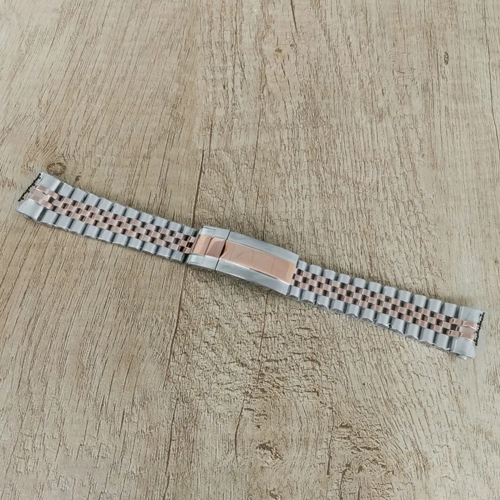 20MM  Watch Band Stainless Steel Watch Band Single Folding Buckle Solid Screw Links Watchband Strap Vintage Jubilee Bracelet