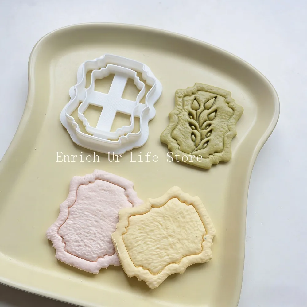 DIY Vintage Plaque Frame Cookie Cutter Biscuit Making Cake Decorating Vintage Rectangle Plaque Frame Sugar Mold Fondant Moulds
