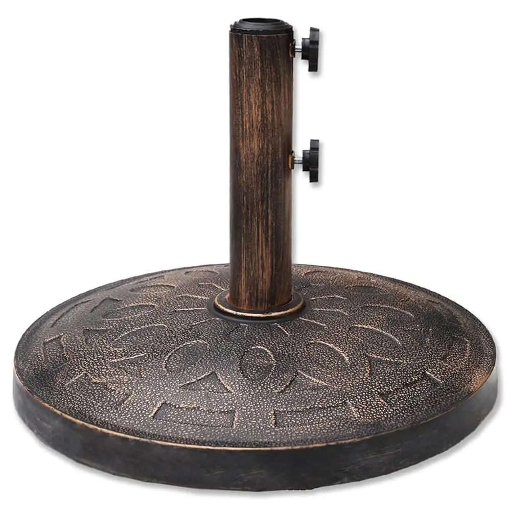 

31 Lb Round Plastic Built-In Cement Outdoor Umbrella Base, Heavy Duty Concrete Stand Weight For Patio Market Table Umbrella,
