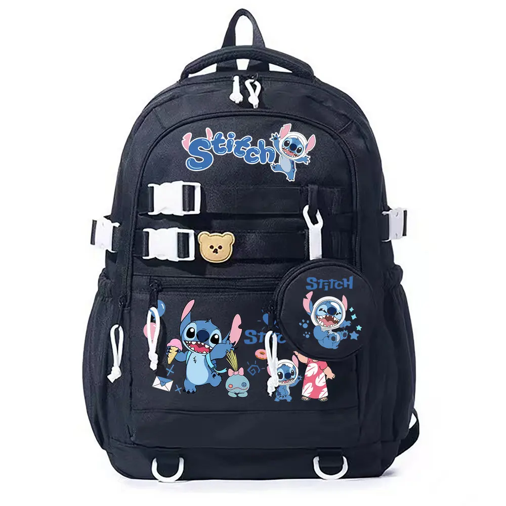 MINISO Disney Lilo Stitch Backpack for Girl Boy Student Teenager Children Rucksack Women Casual School Bags Kids Birthday Gift