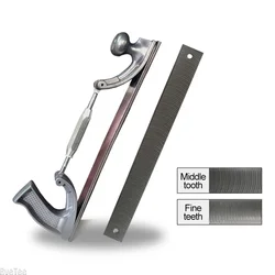14” Body Polisher Adjusted Frame Milled Tooth Files Holder Sheet Metal Polishing Curved Steel File Tool Dent Repair Kit