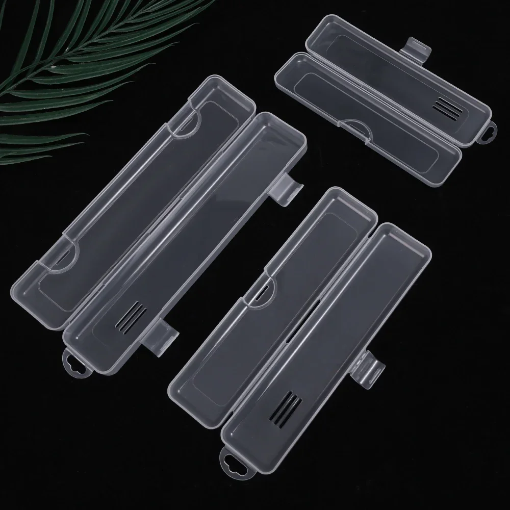 Portable Makeup Brush Storage Box Multiple Size Eyebrow Pencil Tableware Chopsticks Transparent with Cover Kitchen Accessories