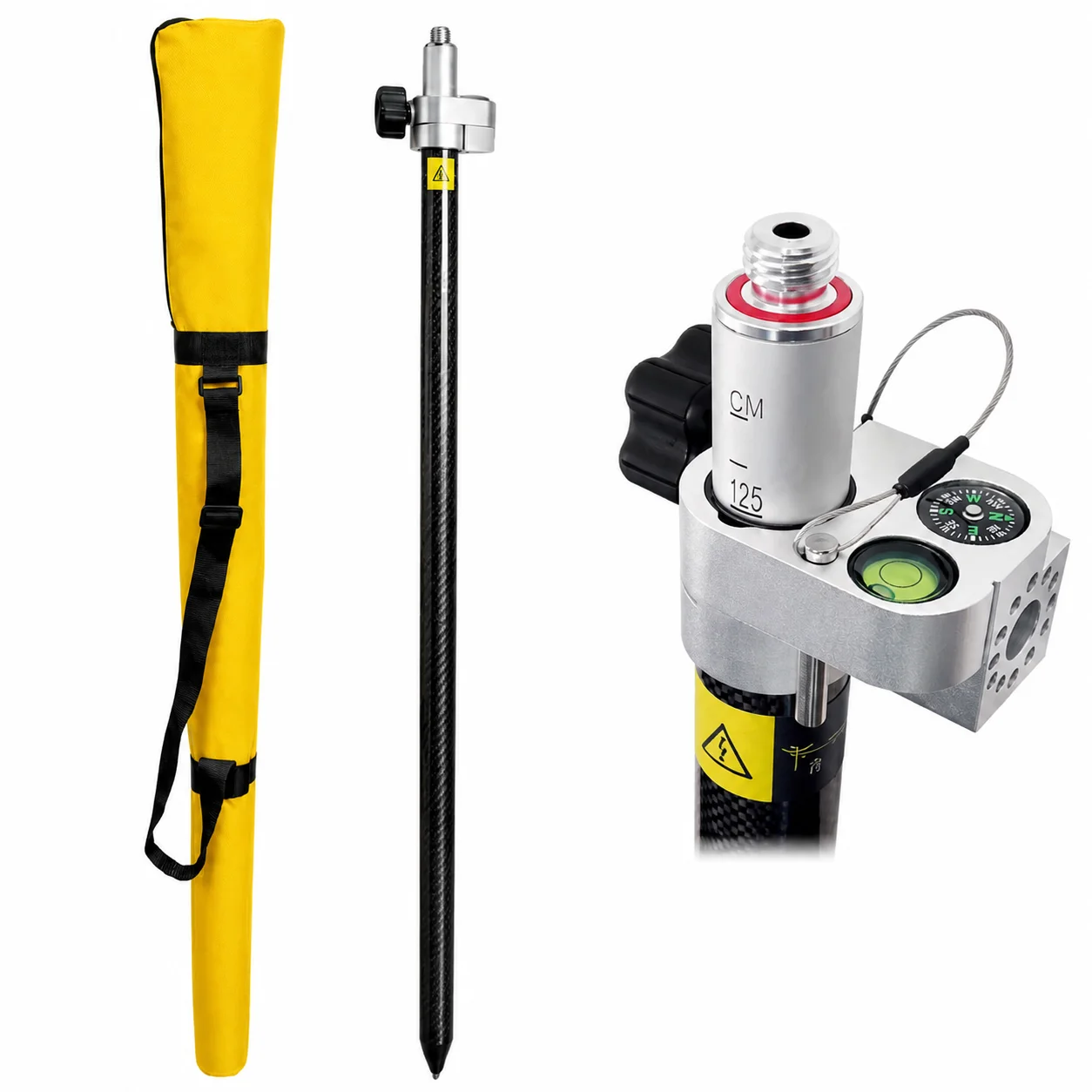 2.2m Carbon Fiber Measuring Pole High Precision Survey Measuring Rod Engineering Measuring Tool for GNSS Receiver