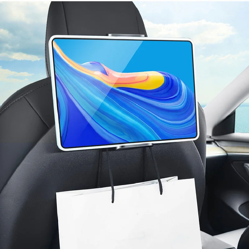 Per supporto per telefono per sedile posteriore Tesla Model 3/Y con 2 ganci 360 °   Ruota il supporto della staffa per poggiatesta automatico con