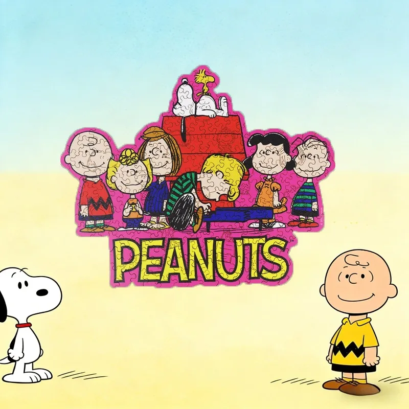 

Snoopy Peanuts Anime with Friends Wooden Puzzles Adults DIY Assembly Jigsaw Interactive Game Brain Training Home Decoration Gift