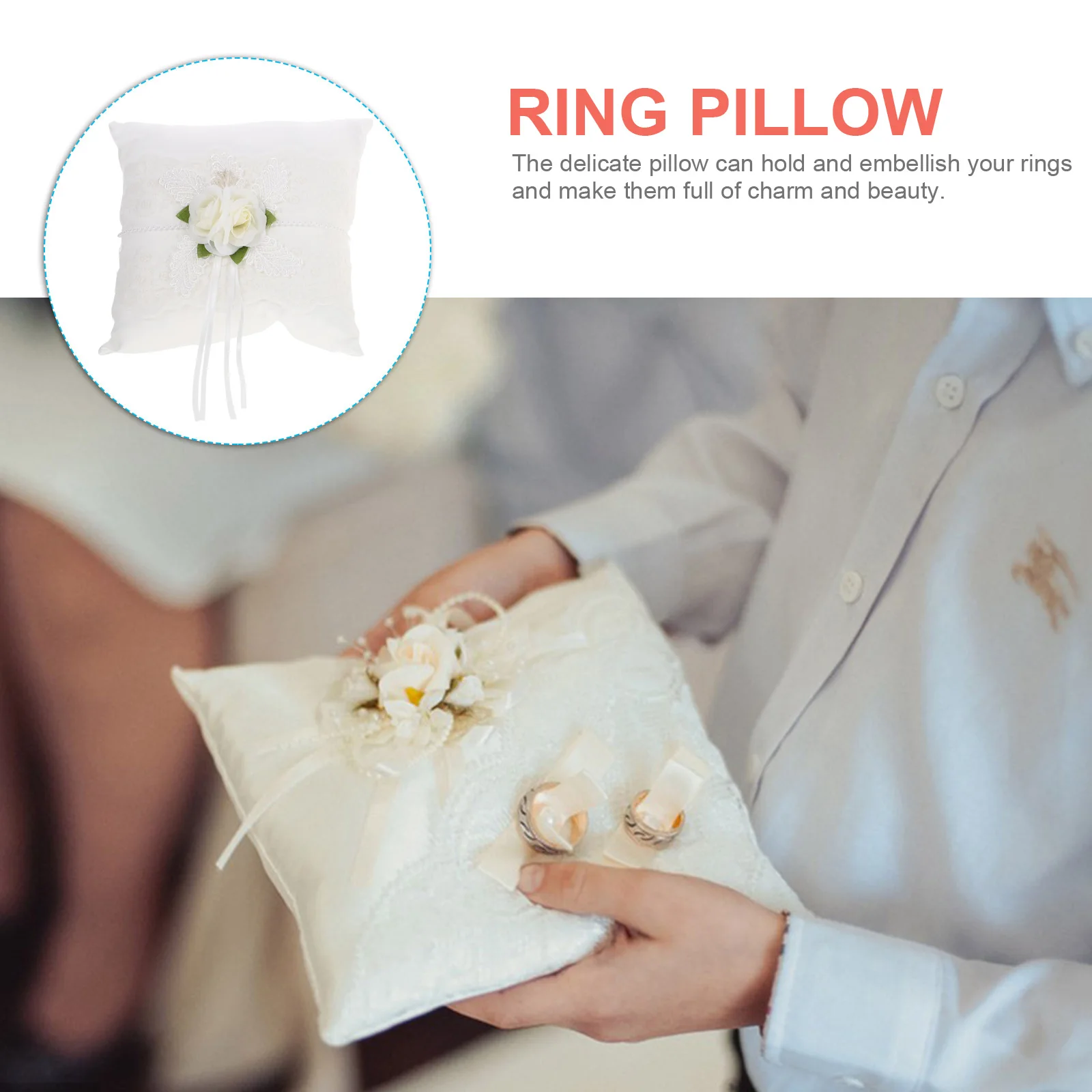 

1Set Flower Girl Basket Romantic Wedding Ring Pillow Decorative Cloth Ring Cushion for Wedding Flower Girl Basket