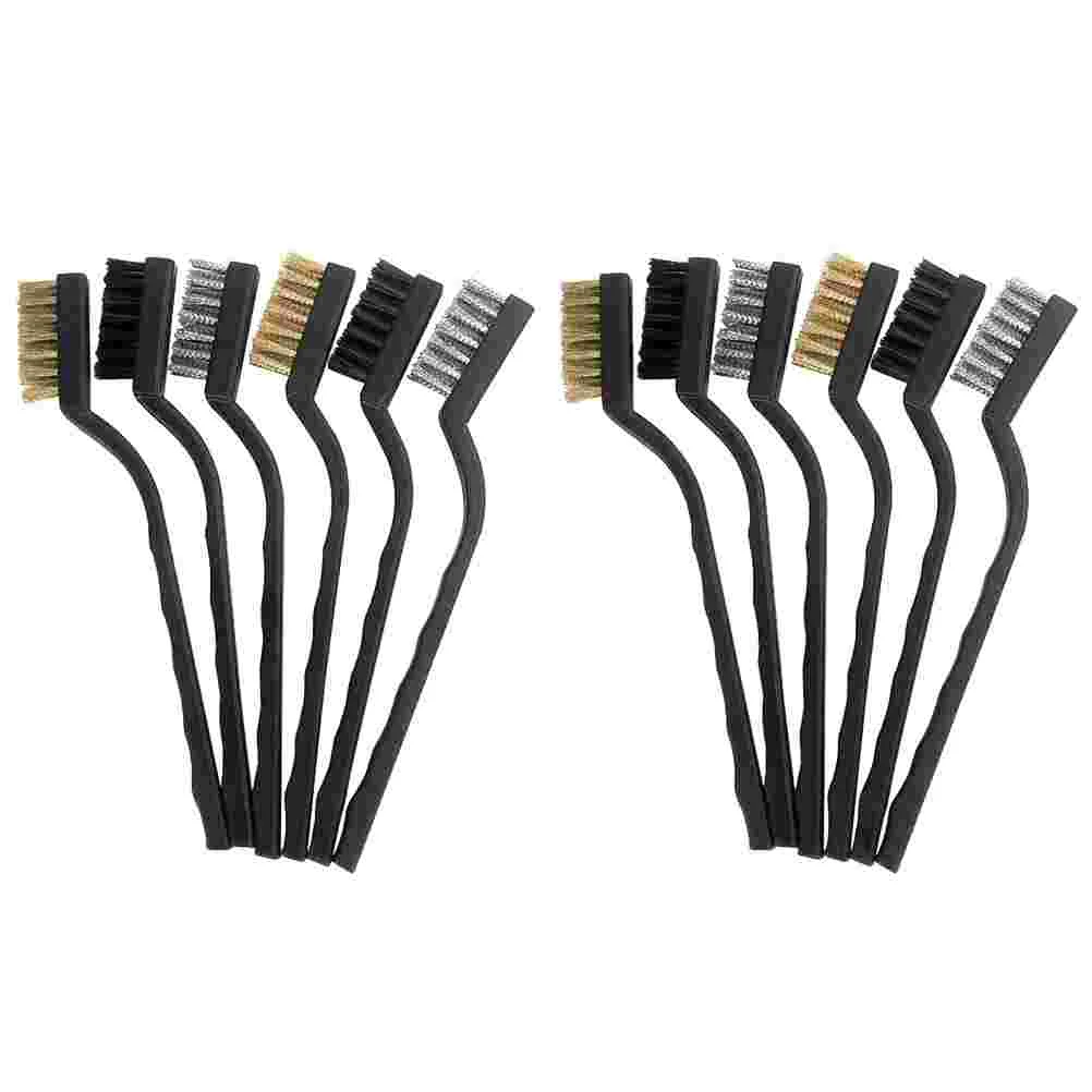 12 Pcs Toothbrush Type Wire Scratch Stainless Steel Anti Static Record Brass Anti-static 17X21CM Bristle Black Rust Cleaning