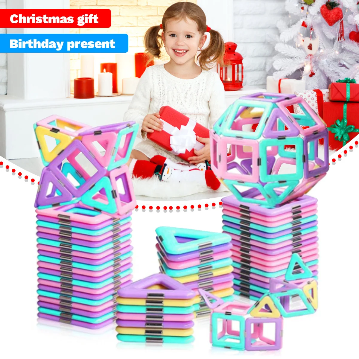 Zestaw klocków magnetycznych |   Zabawki edukacyjne STEM dla dzieci, magnetyczne klocki w kształcie makaroników, kreatywne i edukacyjne zabawki konstrukcyjne, prezenty urodzinowe.