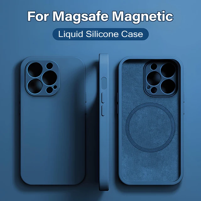 Oryginalne etui magnetyczne Magsafe do iPhone 15 14 13 12 11 Max Mini X XR XS 8 Plus płynne silikonowe etui do ładowania bezprzewodowego