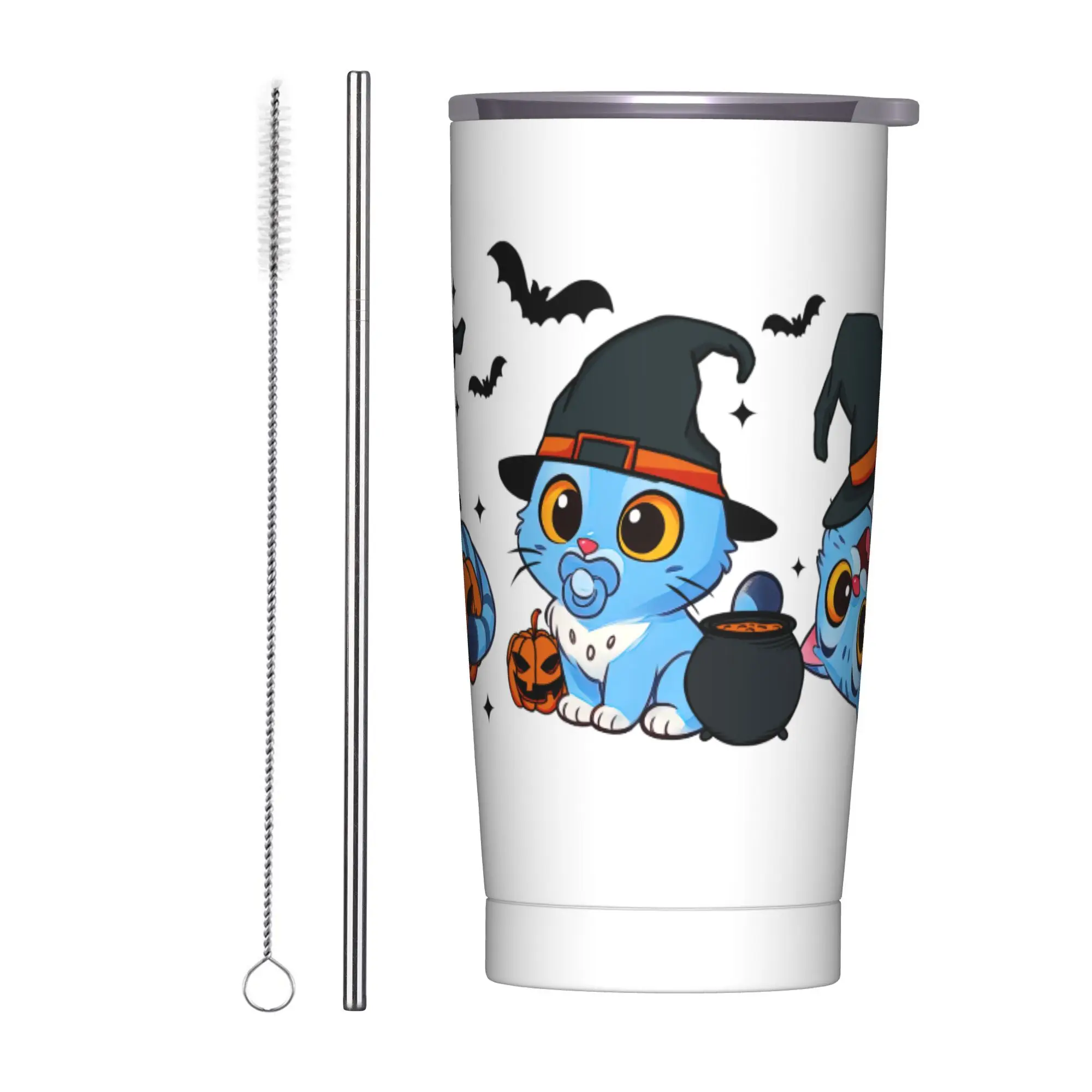

KPop Demon Hunters Halloween Tiger Tumbler Vacuum Insulated Coffee Cups Vacuum Flask Double Wall Mug Spill Proof