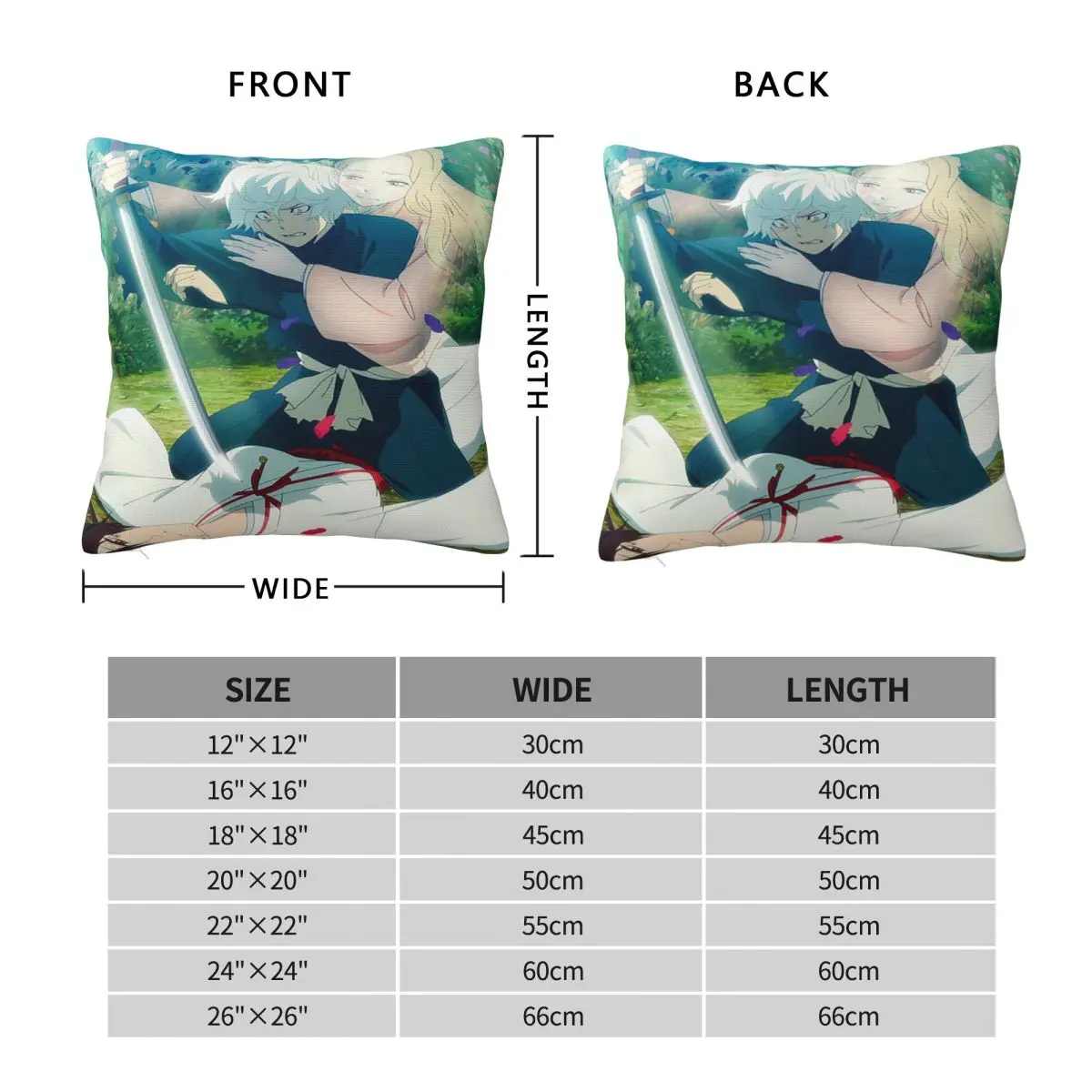 Adventure Anime Hell's Paradise Square Pillowcase Cushion Cover Pillow Case Throw Pillow Cover for Home Bedroom Car