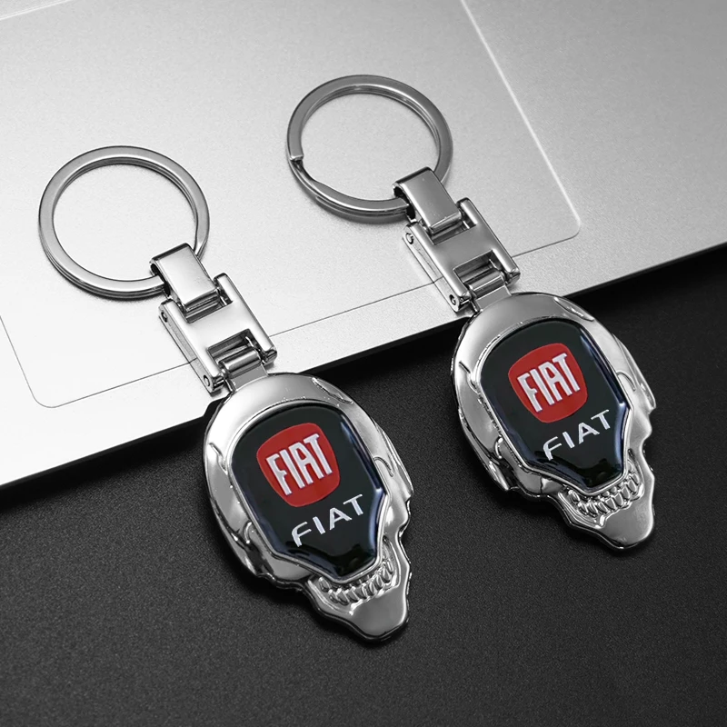 Metal Car LOGO Keychain Zinc Alloy Keyring For FIAT Abarth Grande Punto Tipo Panda Ducato Freemont Doblo Auto Accessories