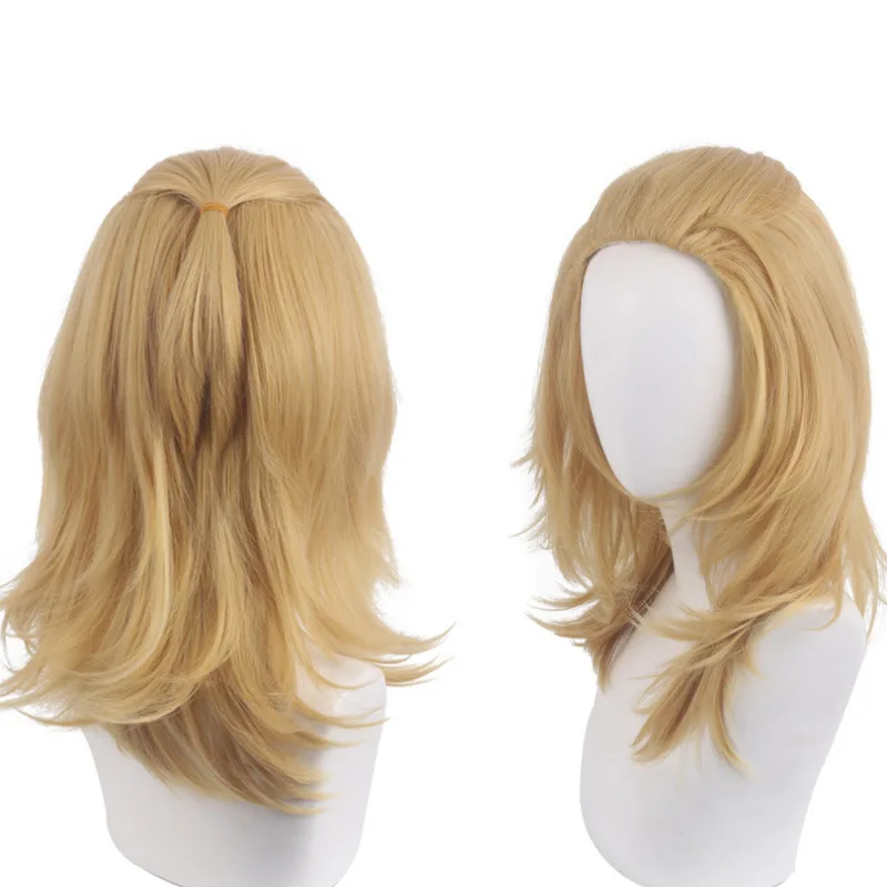 Parrucca cosplay per capelli corti dorati da ragazzo anime da 1 pezzo