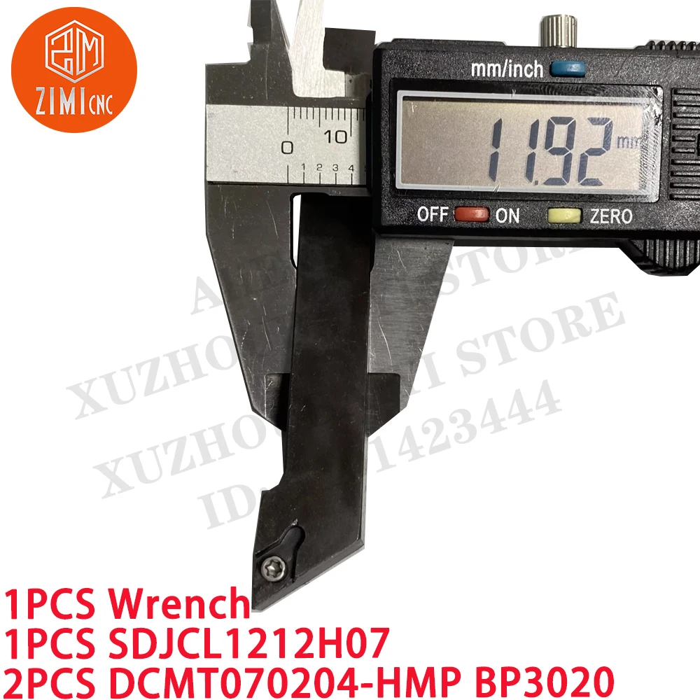 1PCS SDJCL 1212H07 CNC externo redondo suporte de ferramenta de torneamento + 2PCS DCMT070204-HMP BP3020 Inserções de carboneto torno de metal ferramentas de corte