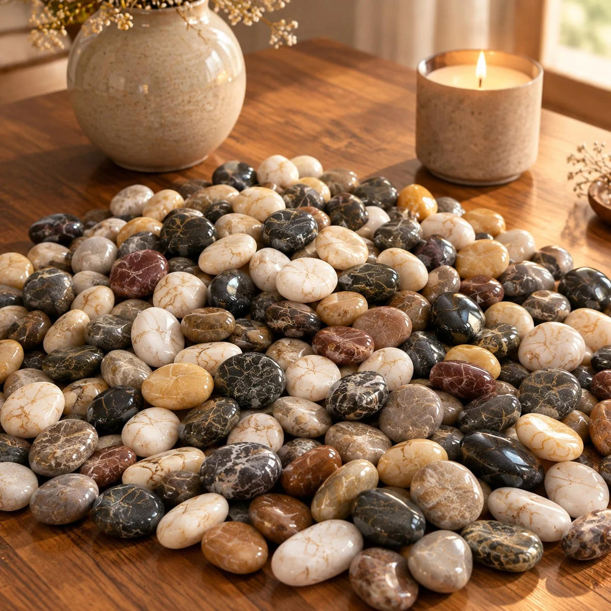 200/350/400/500g Mixed Color Polished River Stones Smooth Pebbles for Aquarium Vase Fillers Home Decor ZSY