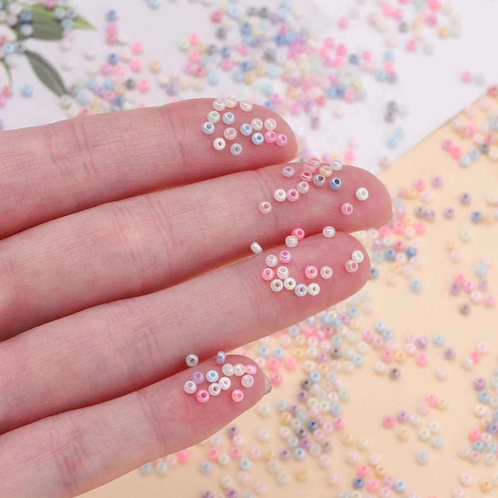 1000pcs 2mm 유리 씨앗 구슬 DIY 공예에 대 한 다채로운 스페이서 느슨한 구슬 목걸이 팔찌 귀걸이 쥬얼리 액세서리 만들기