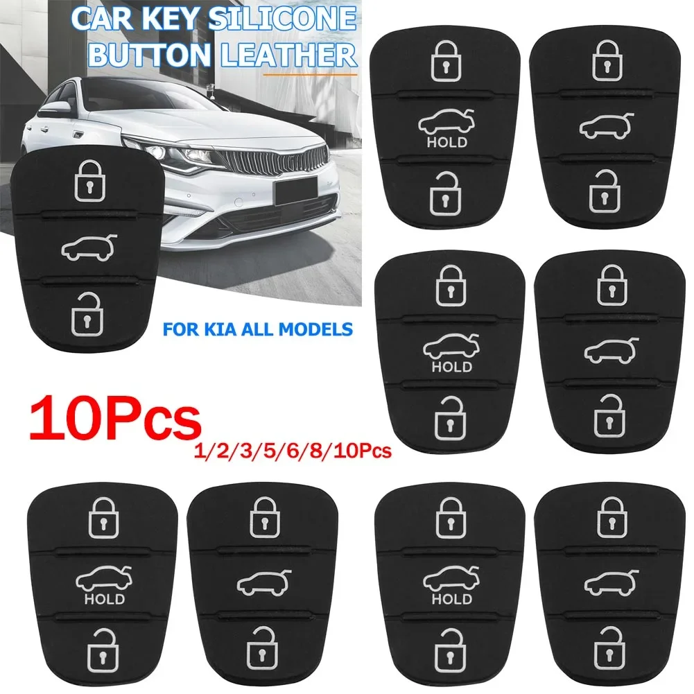 1-10Pcs Replacement 3 Buttons Remote Car Key Shell Fob Rubber Pad For Hyundai I10 I20 I30 IX35 Kia K2 K5 Rio Sportage