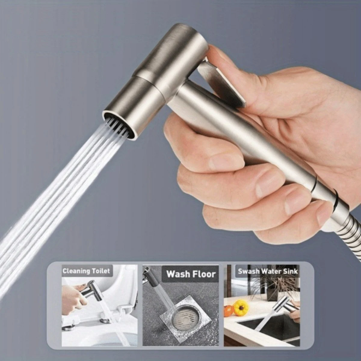 Stainless Steel Portable Bathroom Outdoor Cleaner Booster Flusher Bathroom Toilet Spray Gun
