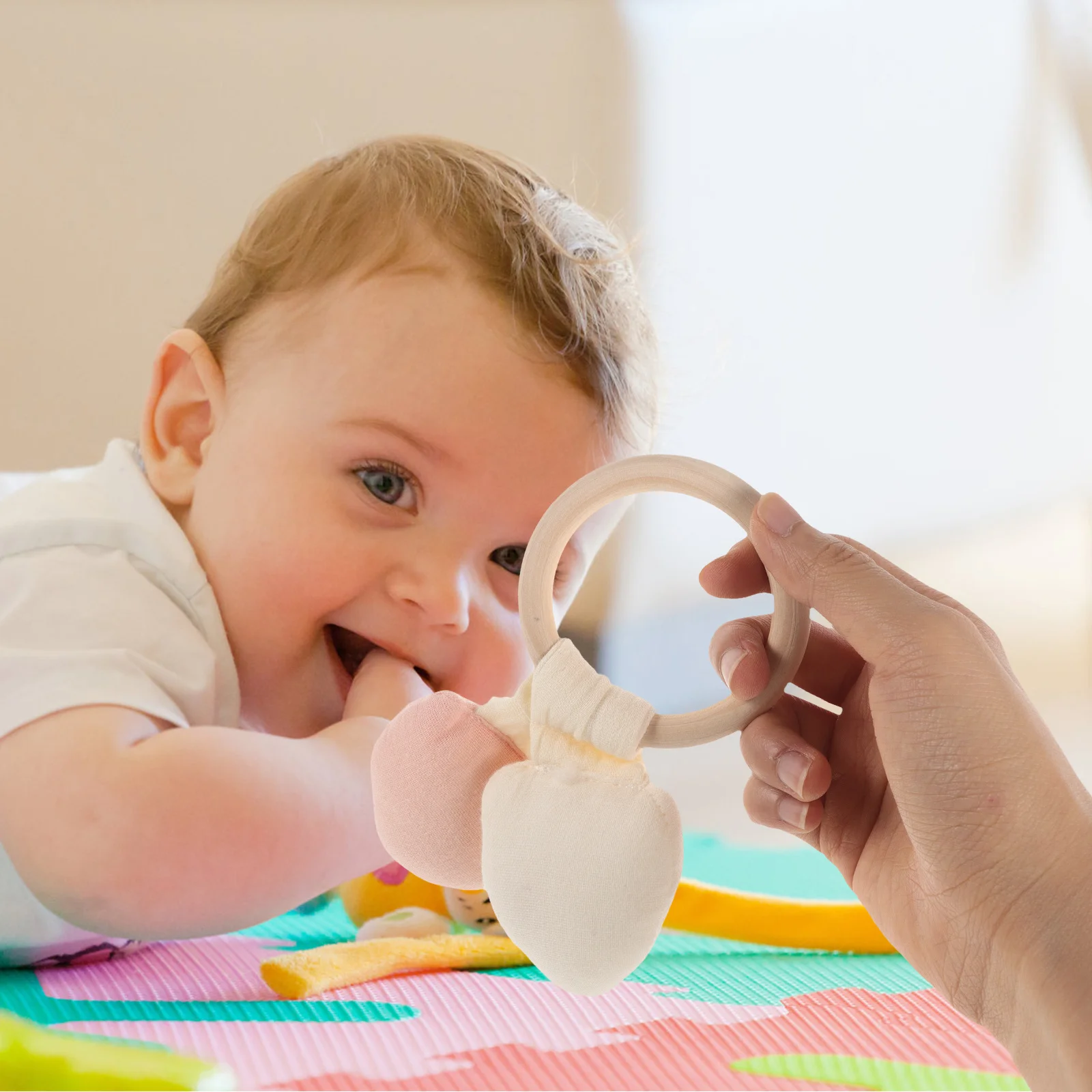 عربة أطفال قلادة معلقة سرير زخرفة سرير الرضع المحمول غزل القطن خشبية الوليد عناصر الطفل عربة ديكور #3