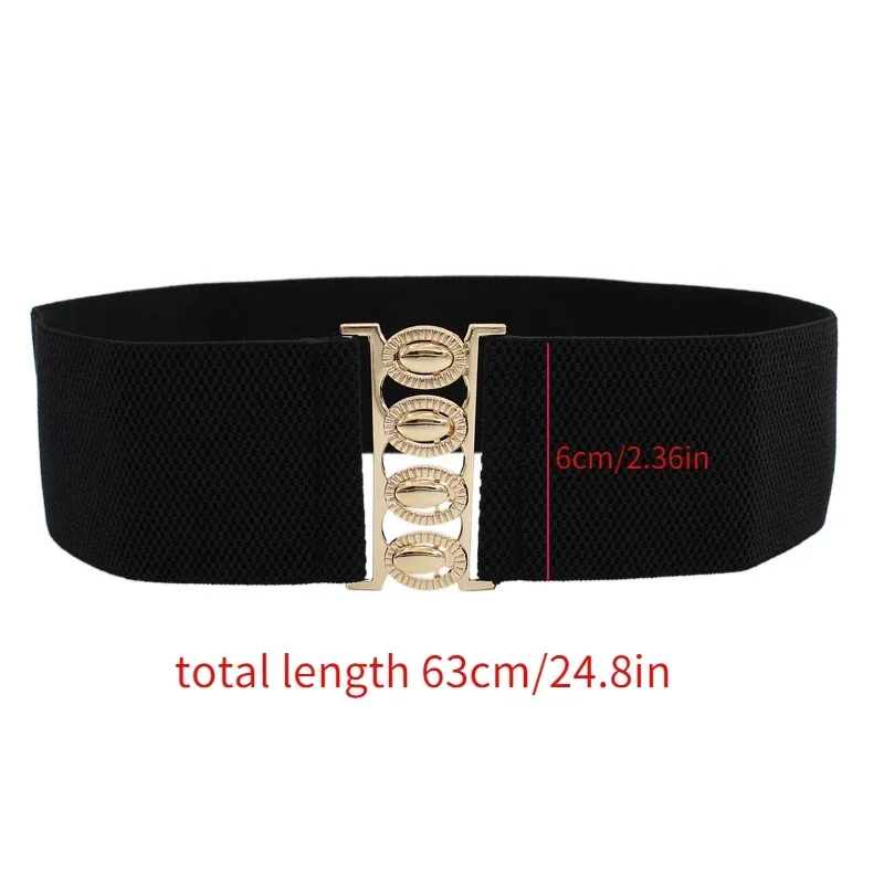 Cinto elástico simples de metal para mulheres, cintos cinch esticados, cintura larga, fivela simples, moda, 6cm de largura