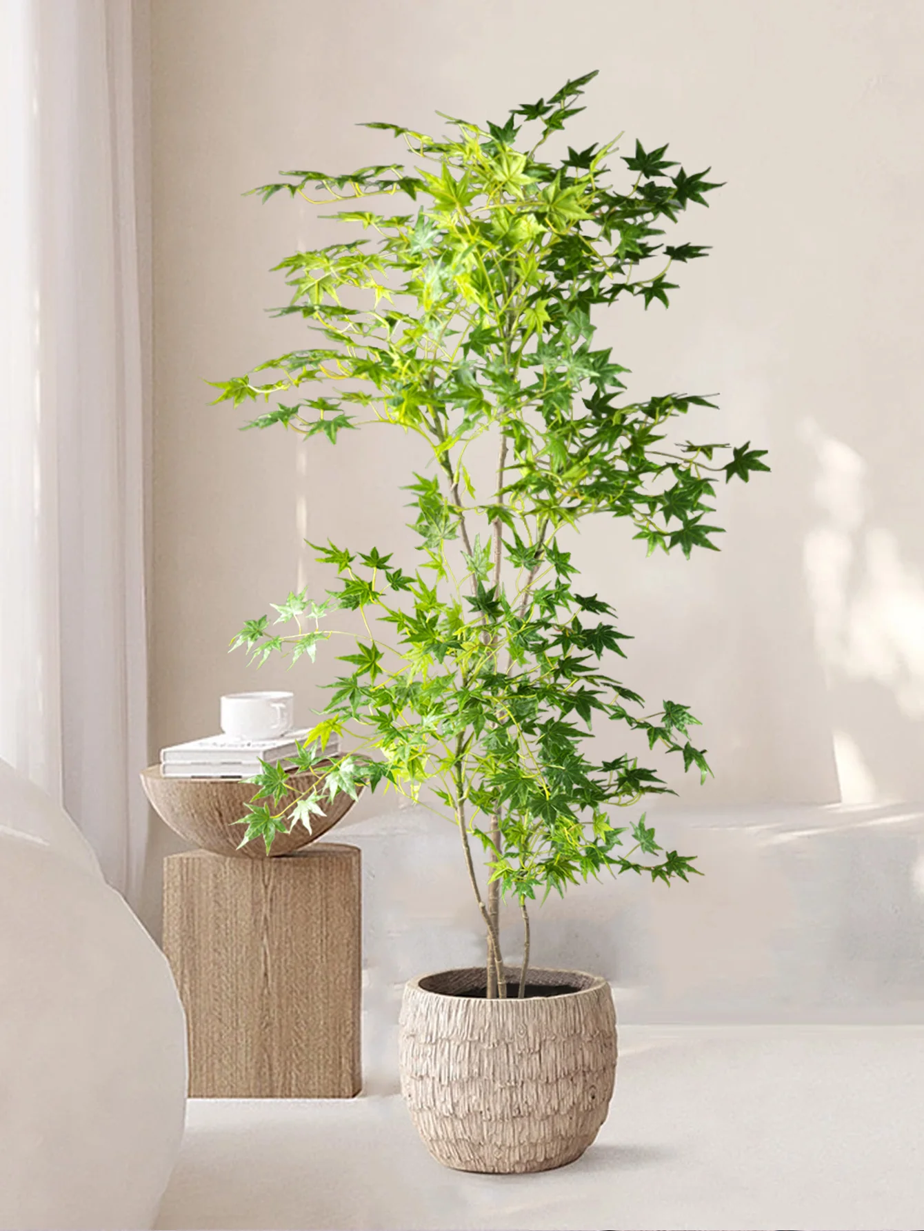 70–140 cm künstlicher Ahornbaum, gefälschte japanische Pflanzen, hoher Ahornzweig, Seidenhuhnklaue, Ahornblätter für Zuhause, Garten, Raumdekoration – Detail 9