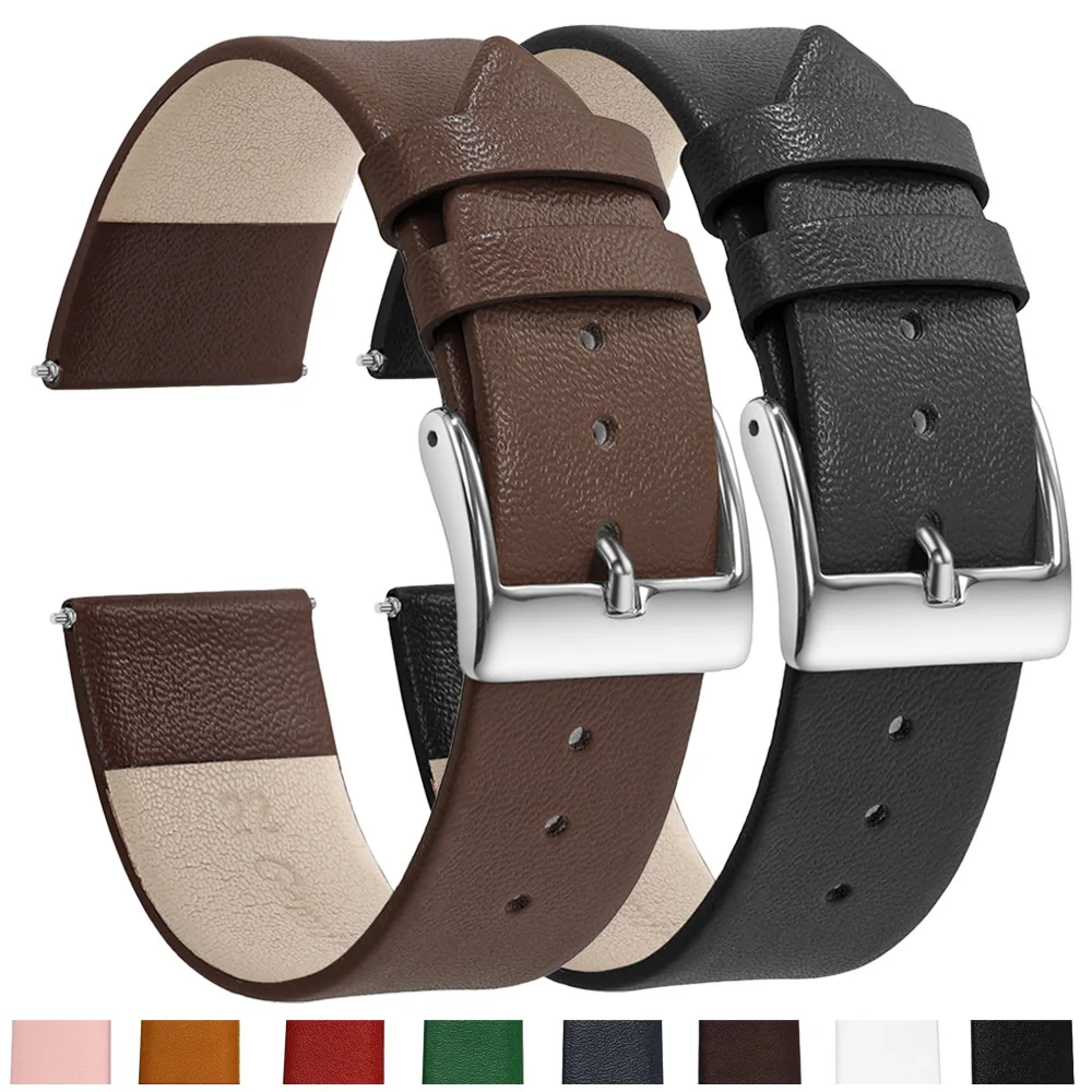 Minimalist Genuine Leather Watch Strap 12/14/16/18/20/22 mm Flat Thin Elegant Watch Band Soft Wrist Watchband Bracelet Accessory