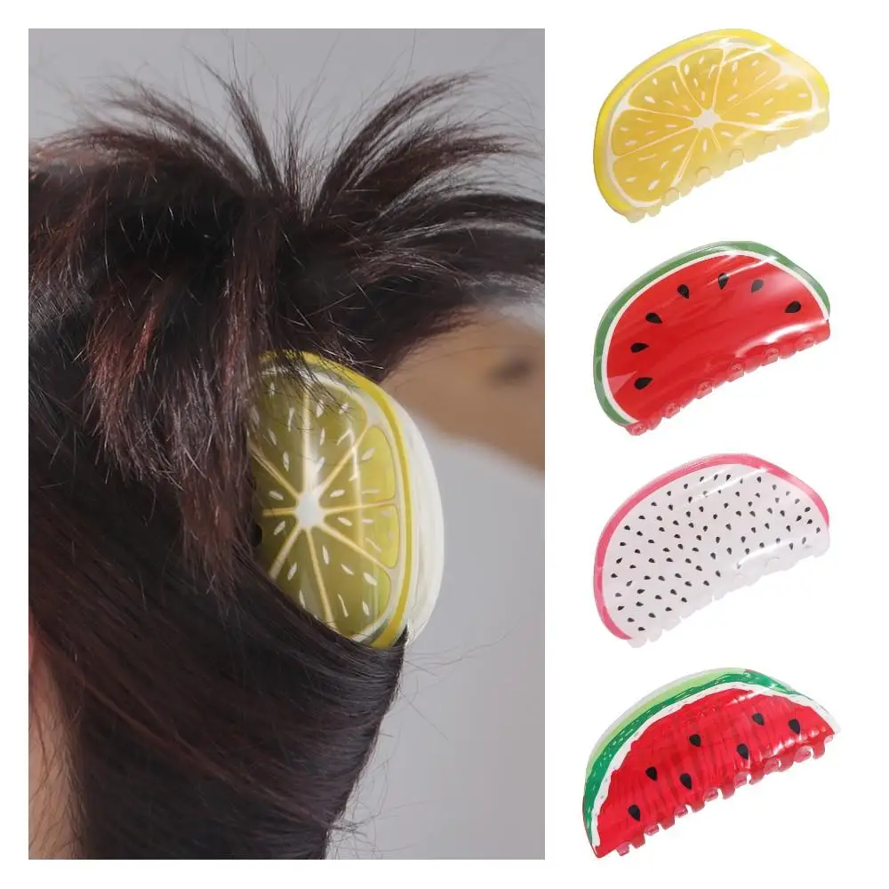 

Girls Hairpins Lemon Srawberry Ponytail Holder Hair Crab Clip Korean Hair Clips Watermelon Women Shark Clip Fruits Hair Claw