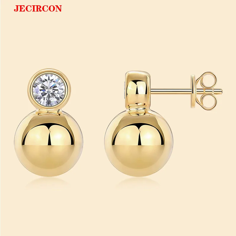 

JECIRCON Women's S925 Sterling Silver Moissanite Stud Earrings, 0.5CT Shiny Moissanite, Fashion Gold Plated Daily Wear Jewelry
