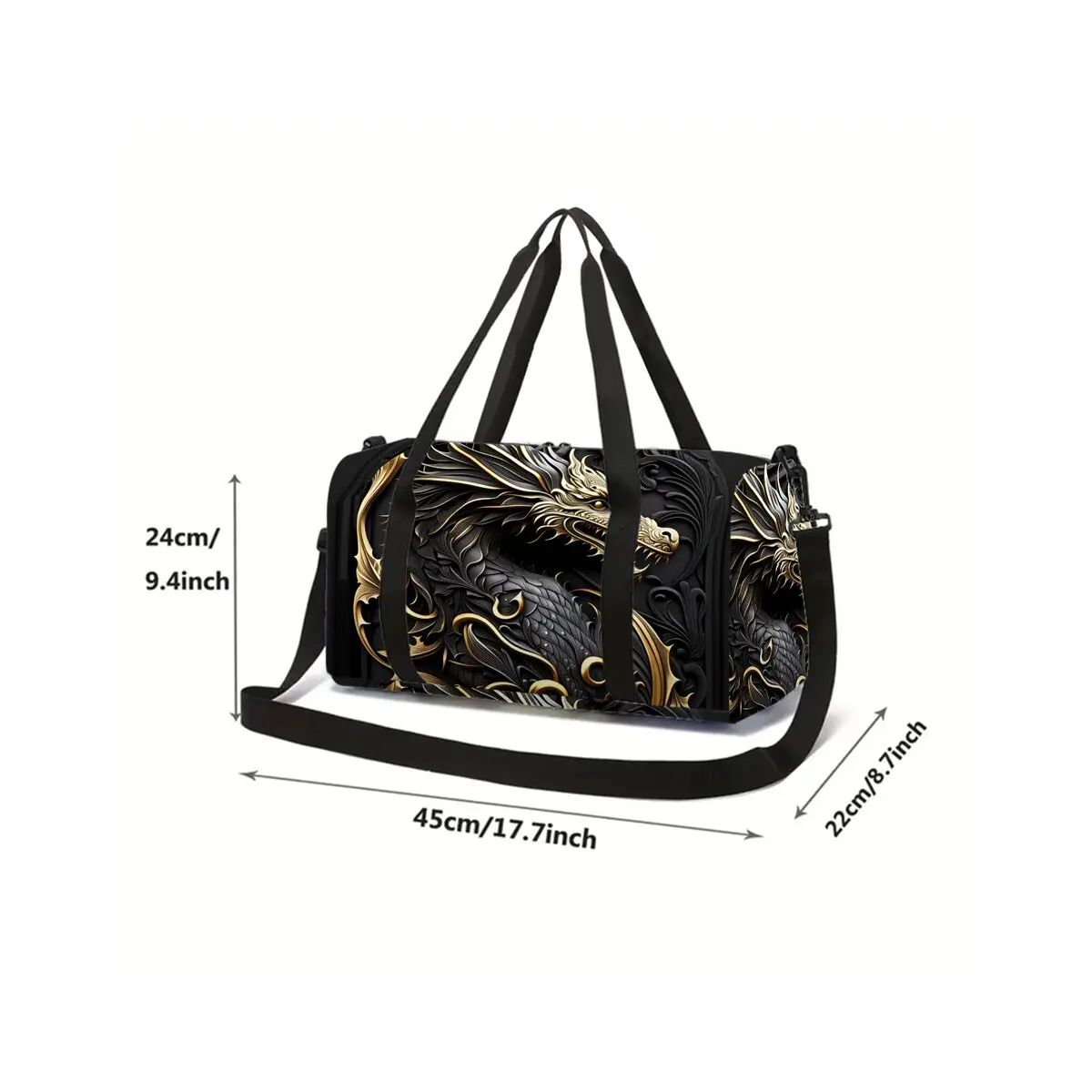 Metal Dragon Pattern 2D Flat Cartoon School Travel Bag Large Capacity Zipper Luggage Bag Best Gift for Boys Girls Fashion Style
