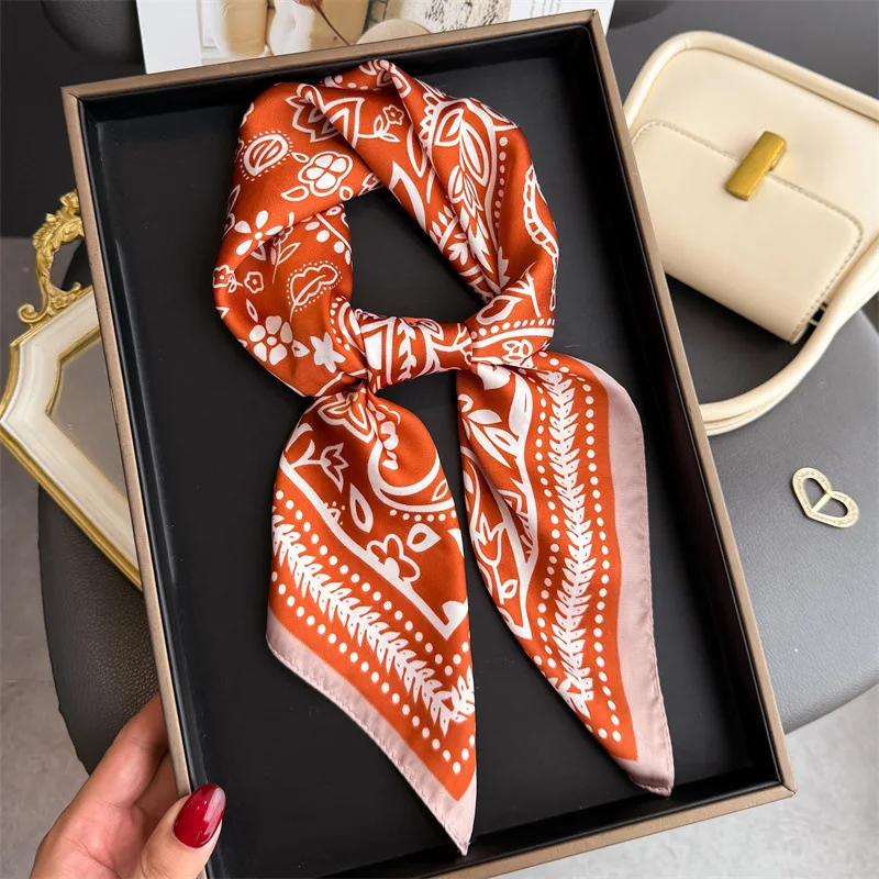 1Pc cashew print fashion silk scarf square scarf high-end shawl neck small square scarf headscarf women's scarf view 2