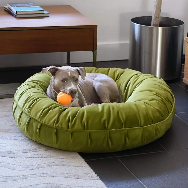 

High Quality New Design Round Nest Pet Bed for Cats Dog Washable Calming Bed with Velvet & Foam Solid Pattern Super Comfortable