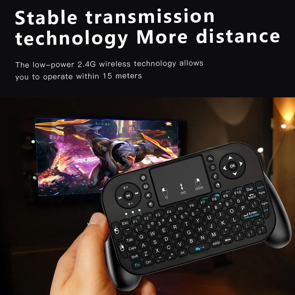 Mini tastiera wireless portatile V8 Stardard versione 2.4G Bluetooth Touchpad Air Mouse telecomando per Android TV Box