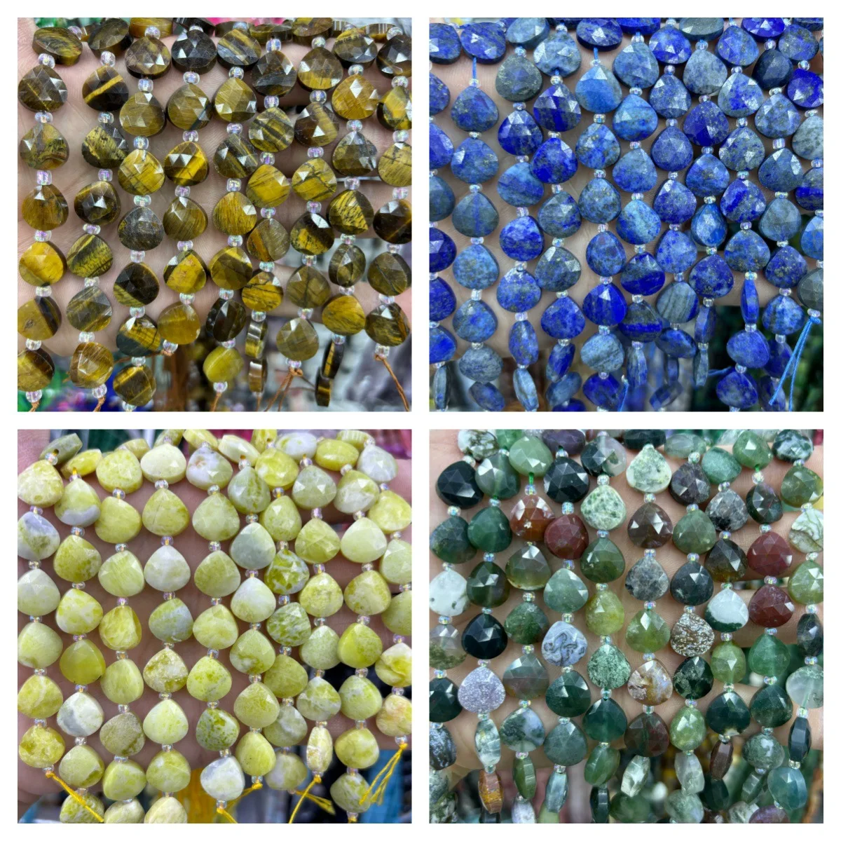 Natural Stone Apricot Beads Tiger Eye Lapis Lazuli  Loose Beads for Jewelry Making DIY Bracelet Necklace Accessories Wholesale