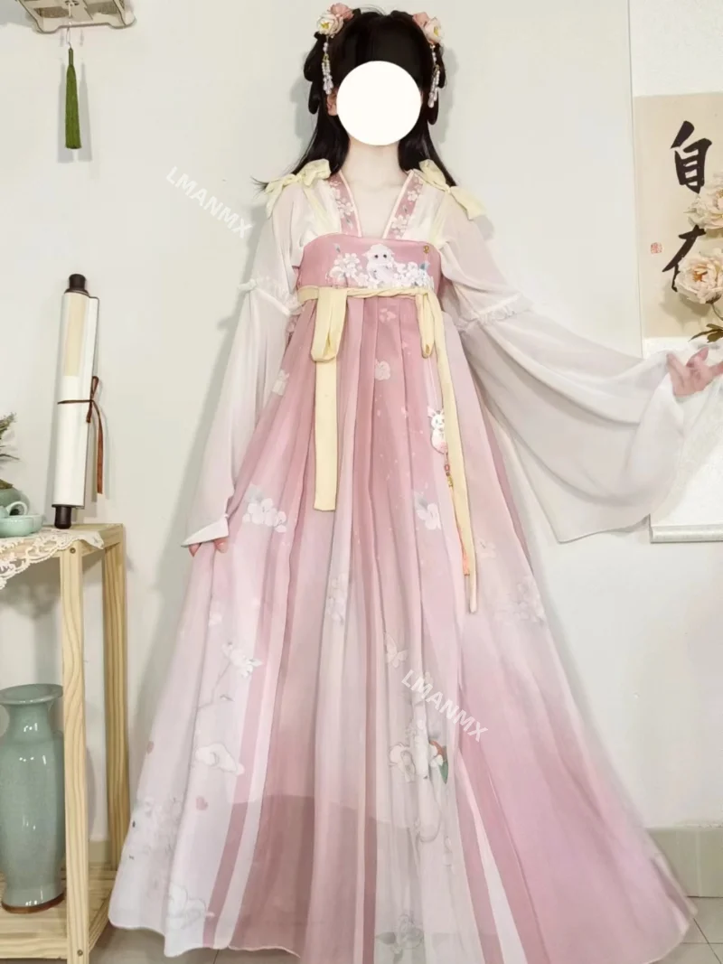 Китайские платья Hanfu, женское традиционное танцевальное платье с рисунком